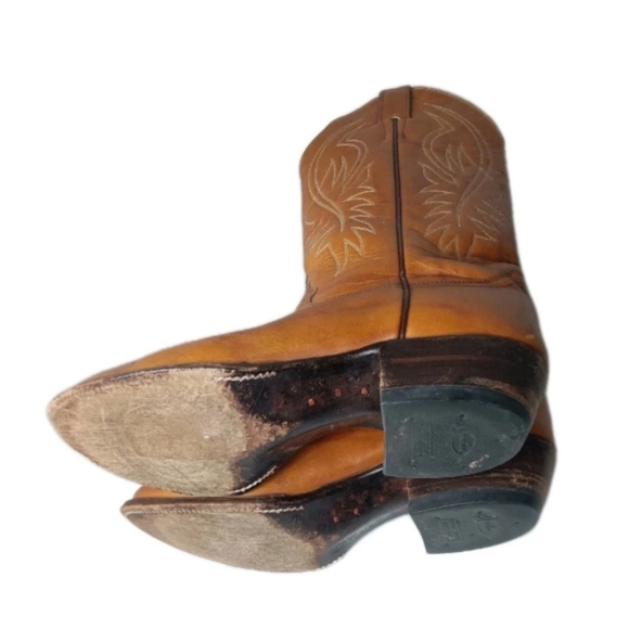 Justin Western Cowboy Boots Men's Size 8.5 B Brown Leather - Picture 12 of 16